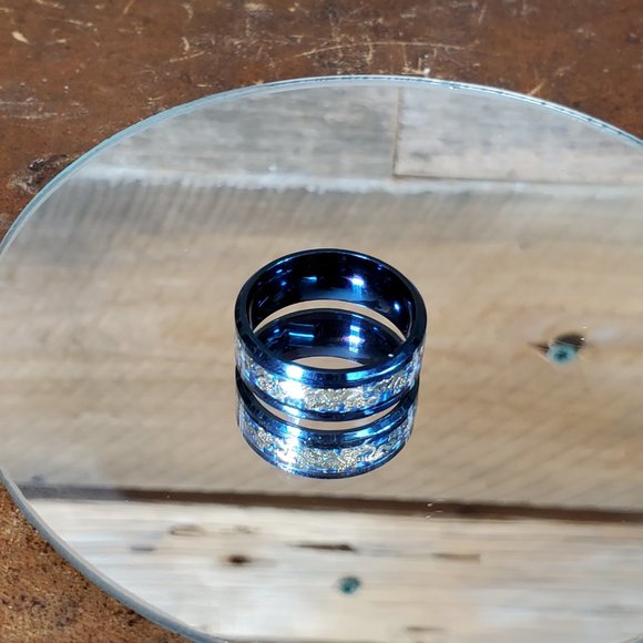 Ronan Men's Ring - Blue Titanium Steel with Gold Dragon Inlay  - NEW SIZES - Picture 3 of 7